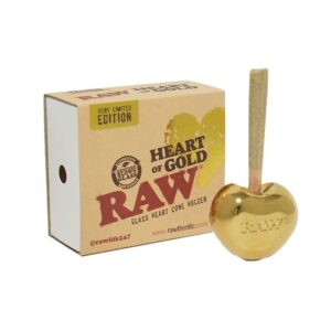 RAW GOLD GLASS HEART CONE HOLDER
